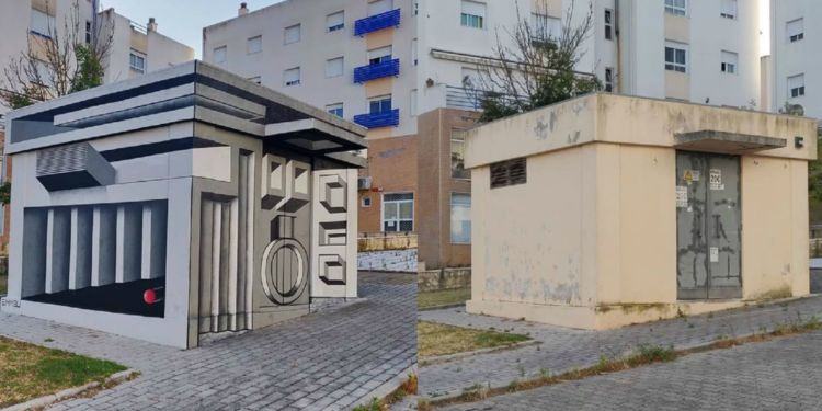 Artista di Latina trasforma cabina elettrica in un’opera d’arte: il suo nome è EMMEU