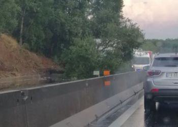 Albero cade su un’auto in corsa, paura sulla Pontina