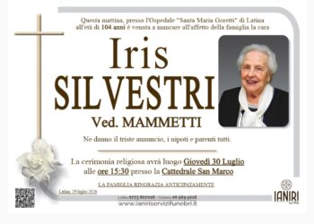 LATINA – Addio a Iris Silvestri, memoria storica della città e anima del Ristorante Impero: aveva 104 anni