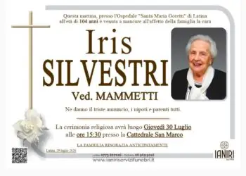 LATINA – Addio a Iris Silvestri, memoria storica della città e anima del Ristorante Impero: aveva 104 anni